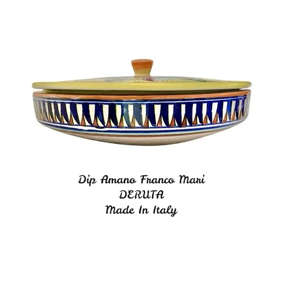 Stunning Vintage Signed Franco Mari DERUTA Bowl w/Matching Lid Made In Italy - Picture 4 of 12